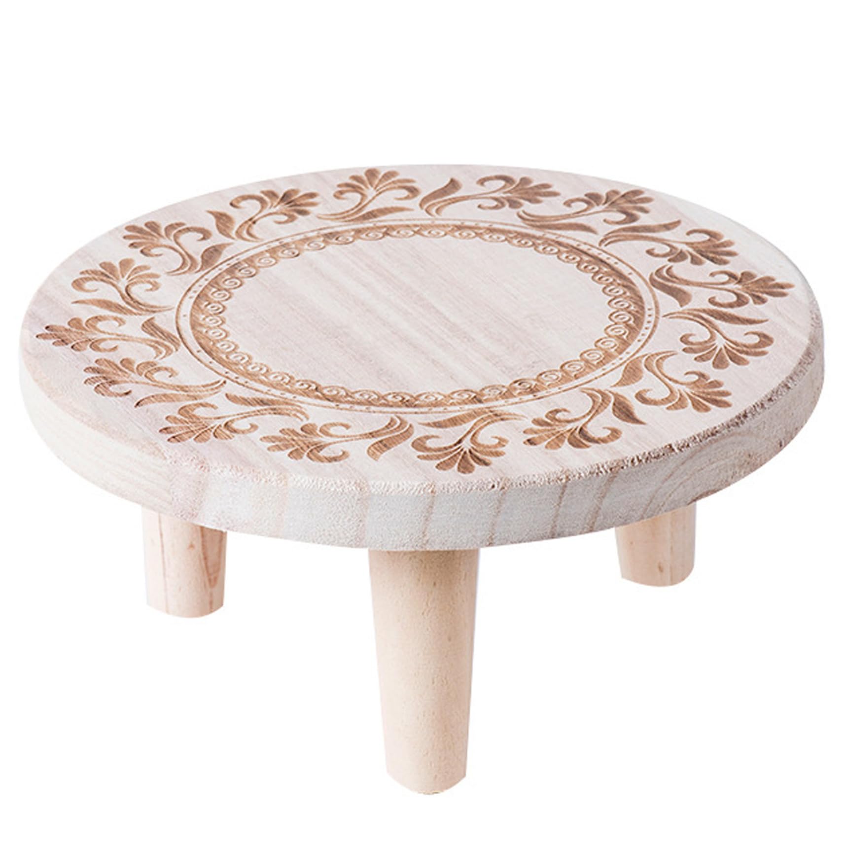 Taburete para plantas, elevador de madera redondo de 9, 8x4, 7 pulgadas, soporte decorativo con estampado de flores para oficina, hogar, jardín(M)