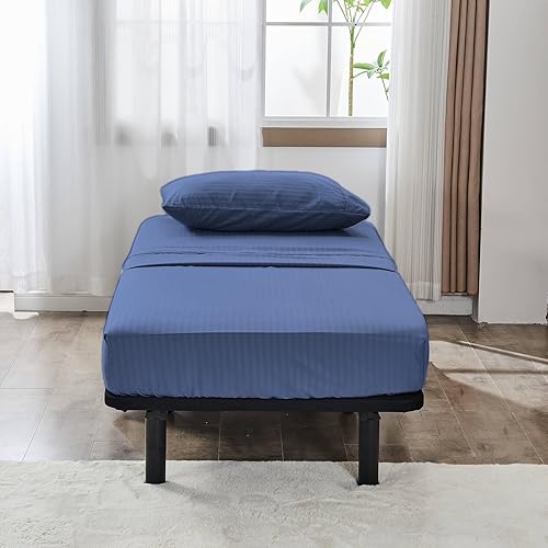 Miniatura 10 de Kingnex Juego de sábanas a rayas para sofá cama tamaño Queen para sofá cama, suave, doble cepillado, 4 piezas, funda de almohada (60 x 74 x 6
