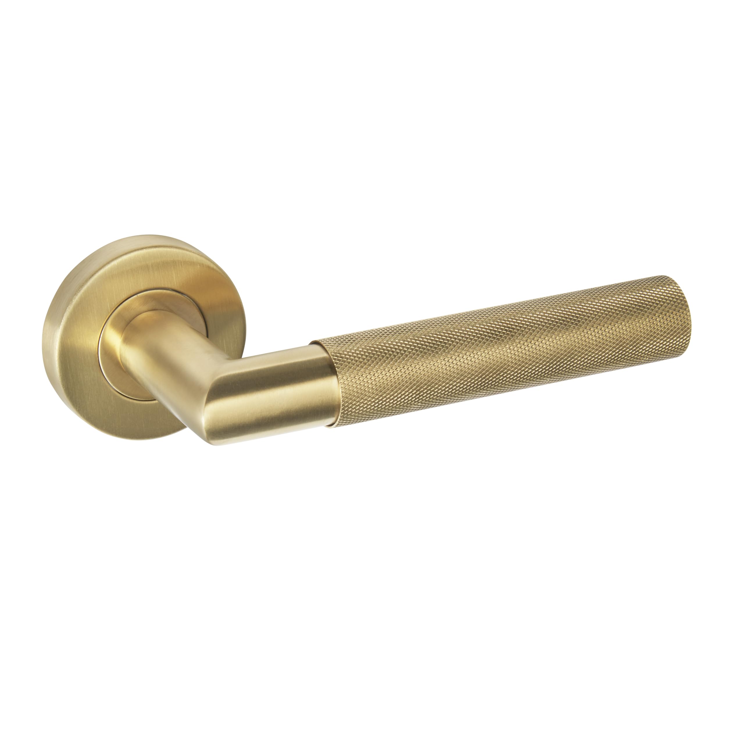 Access Hardware Satin Brass Knurled Door Handles on Rose