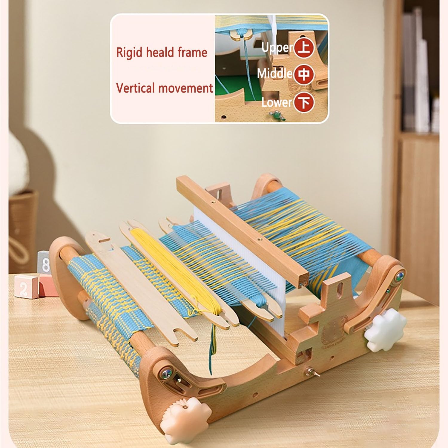 Kit De Telar De Madera Para Múltiples Manualidades, Juego De Telar Doméstico, Telar En Miniatura Tejido a Mano Con Peine Y Bobina, Densidad De Tejido Ajustable Para Niños, Adultos Y Principiantes