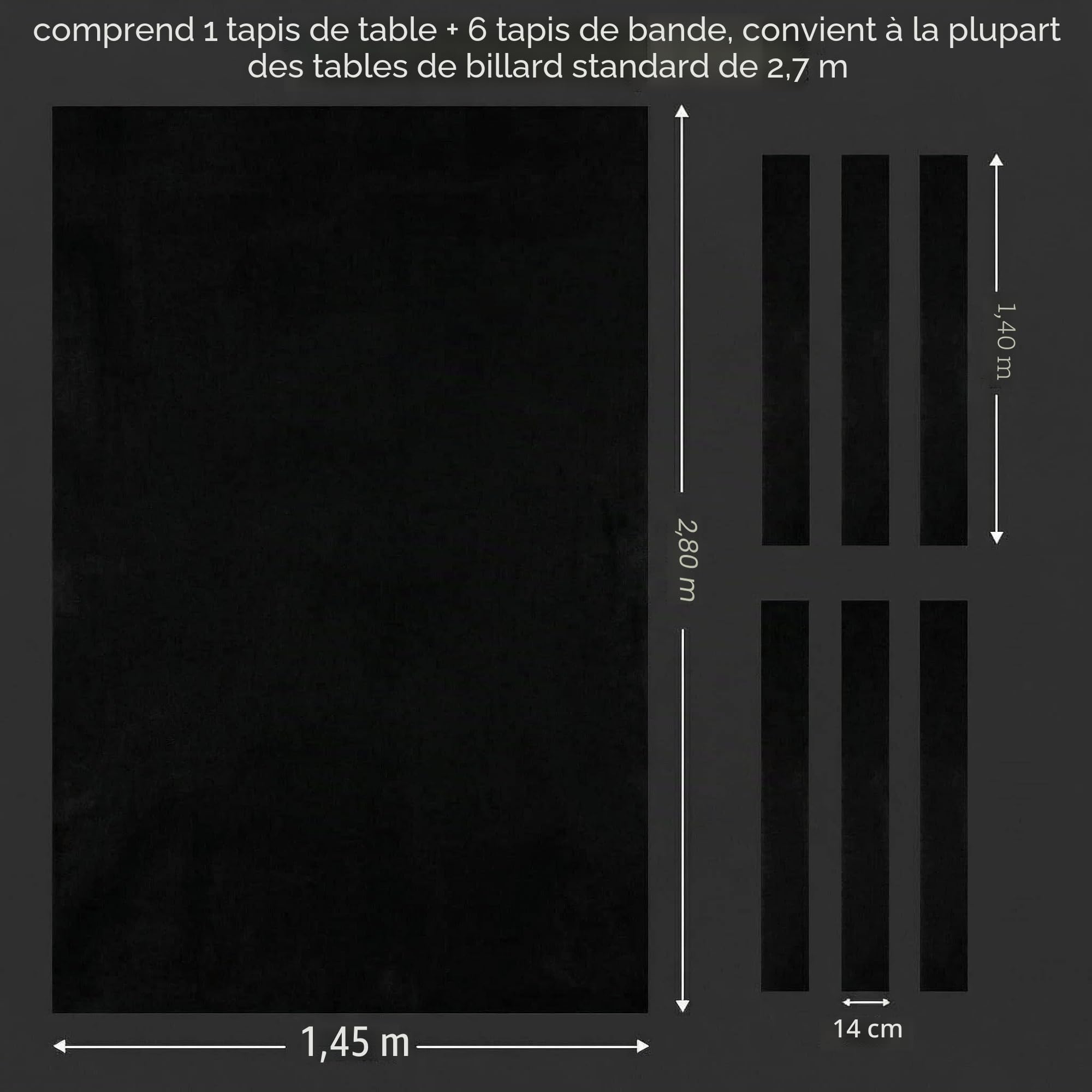 Nappe de Billard Professionnelle en Feutre pour Table de Billard Standard de 2,7 m