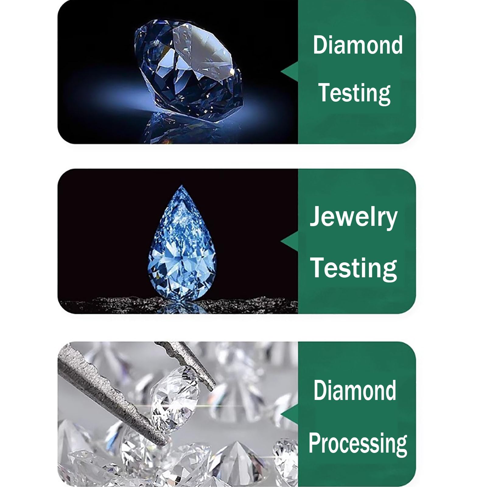 Diamentowy daszek do pasa, 4,3-calowa maszyna do pomiaru talii biżuterii, obrót o 360°, regulacja 180° w lewo i prawo, powiększenie o 50 do 1500X, z wypełnieniem LED