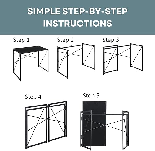 Miniatura 7 de Convenience Concepts Xtra Escritorio plegable con estación de carga negronegro