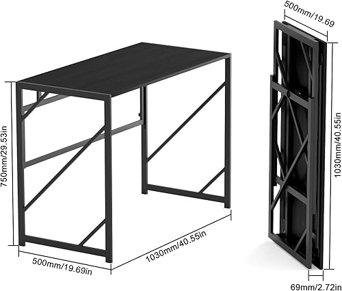 Miniatura 3 de Elephance Escritorio plegable para computadora de 40 pulgadas no necesita montaje plegable pequeño escritorio de oficina en casa escritorio de