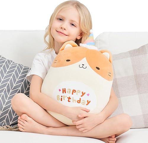 Miniatura 4 de HAIJUNYA Peluche de gato de 17 pulgadas, lindos animales de peluche, almohada suave de peluche de gato Kawaii para niñas y niños, decoración de