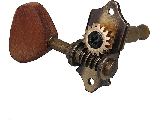 Miniatura 5 de Yibuy 6 clavijas de afinación de cuerda de guitarra acústica vintage, afinadores de guitarra 3R3L, aleación de zinc de bronce