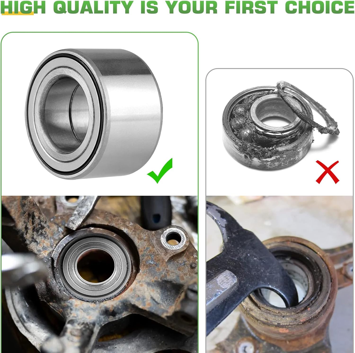 2PCS Front Rear Wheel Bearing for Yamaha Kodiak 450 700 / Grizzly 550 660 700 2003-2022, for Arctic Cat Alterra Prowler Wildcat 250 300 350 366 400 425 450 500 550 650 700 1000 2005-2021