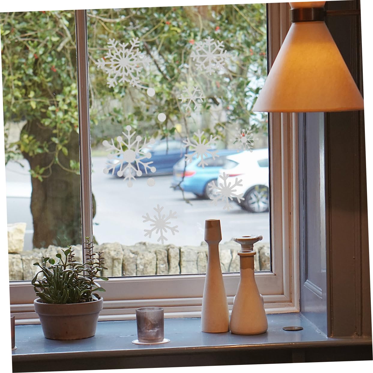 DOITOOL 5 Hojas Pegatinas de Copos de Navideñas Adhesivos para Ventanas Copos de Decoración de Ventana para Fiestas de Navidad de Calcomanías de Pegatinas para Paredes de Dormitorio