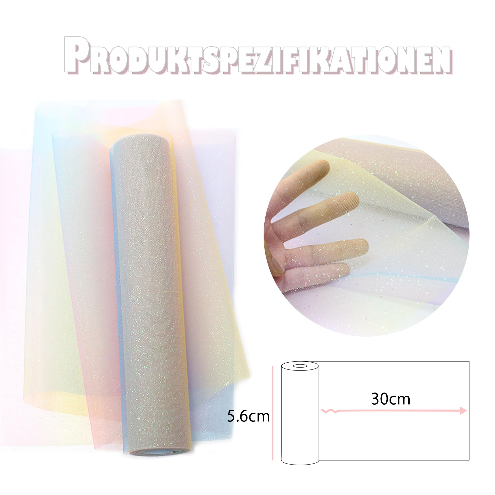 Image secondaire de Chemin de Table Pailleté Arc-en-Ciel en Tulle - 30 cm x 9 m pour Fêtes et Mariages