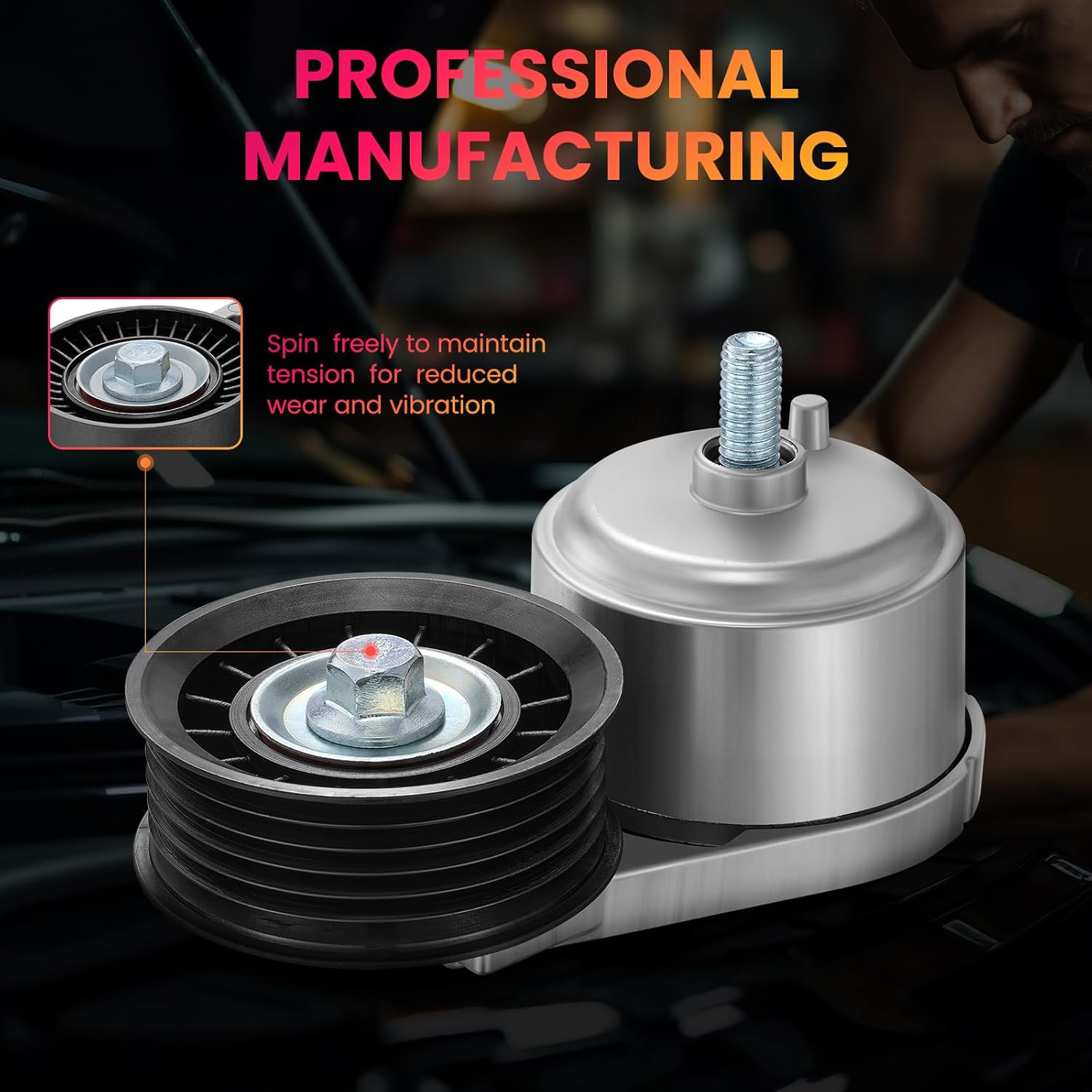 BDFHYK 38103 Belt Tensioner Assembly with Pulley Compatible with 1996-2014 Chevrolet GMC Workhorse(Custom Chassis) Cadillac Isuzu,Tensioner pulley Replacement ‎‎89017309 10239670 419100