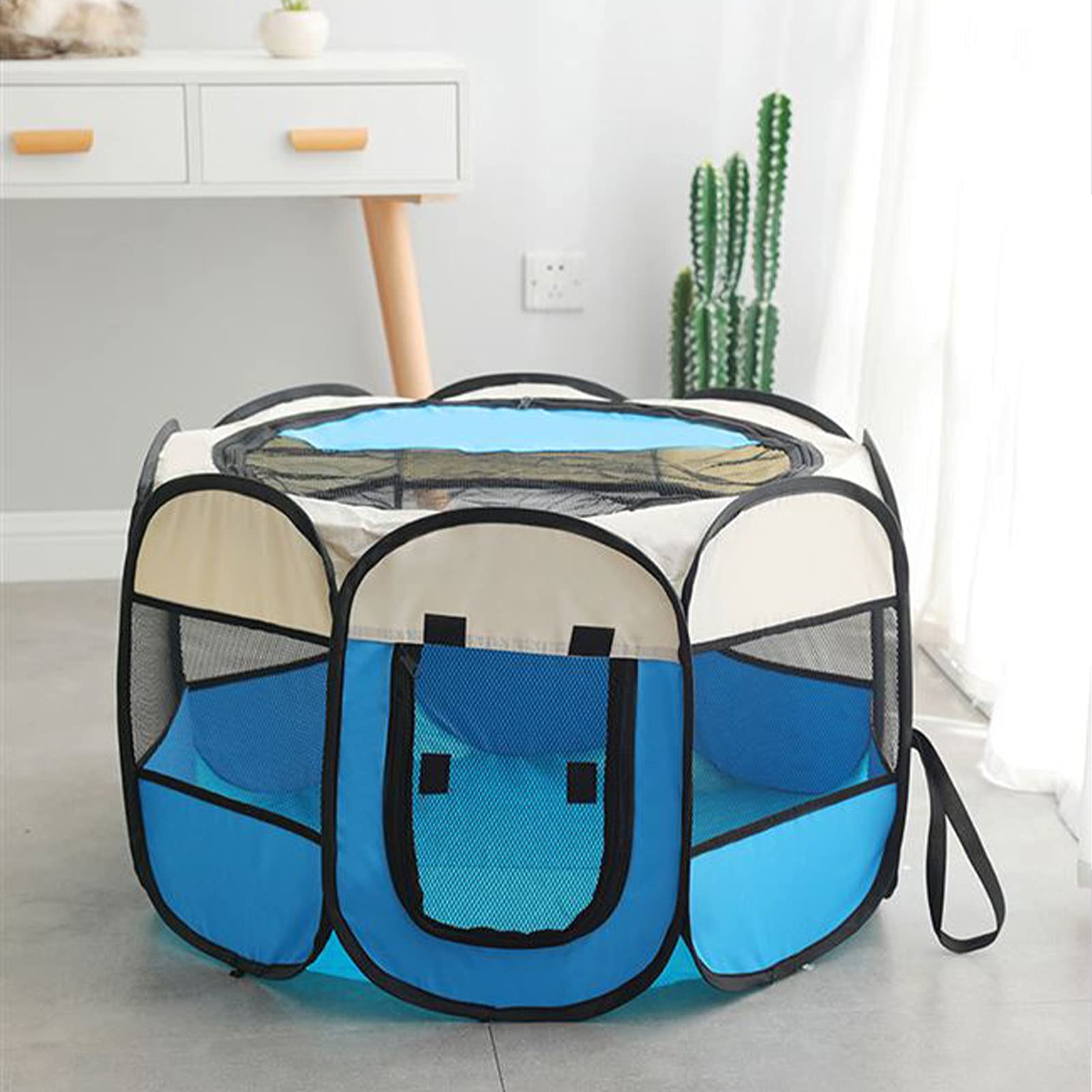 Corralito portátil plegable para mascotas, para gatos, perros, malla de PVC, viajes, camping, uso en interiores, ejercicio, caseta, parque infantil, funda de transporte