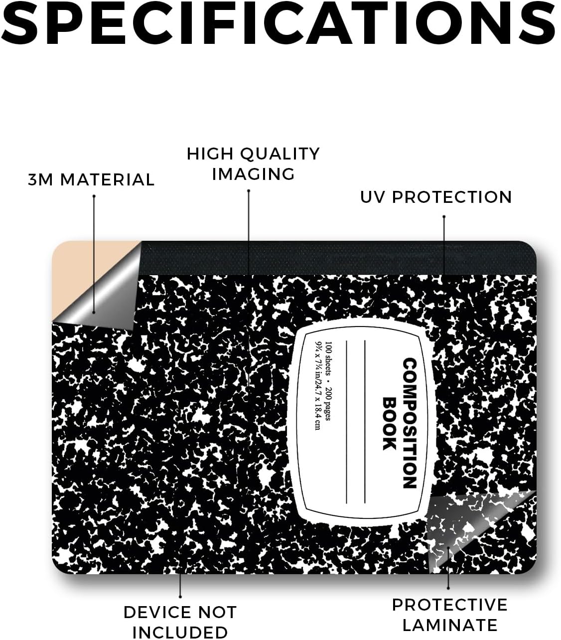 Laptop Skin Compatible with Apple MacBook Neo - Composition Book - Premium 3M Vinyl Protective Wrap Decal Cover - Easy to Apply | Crafted in the USA by MightySkins