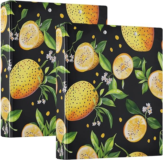 1.5 Notebook Binders 3-Rings College Binders for Students with Pockets Office Binder 200 Sheets 2 Pack Cartoon Granadilla Fruit