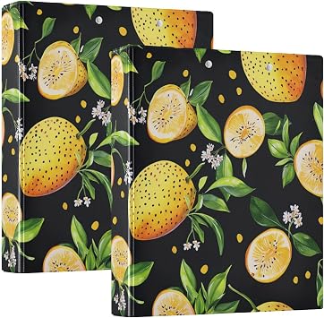 1.5 Notebook Binders 3-Rings College Binders for Students with Pockets Office Binder 200 Sheets 2 Pack Cartoon Granadilla Fruit