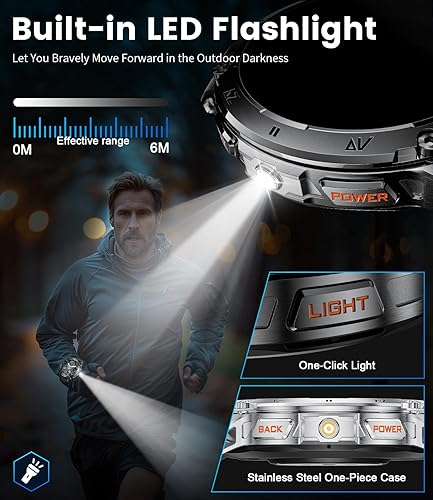 Miniatura 6 de LIGE Reloj inteligente militar para hombre, iPhone, Android, 1.43 pulgadas, HD, amoled, resistente, 110+ modos deportivos, IP68, impermeable,