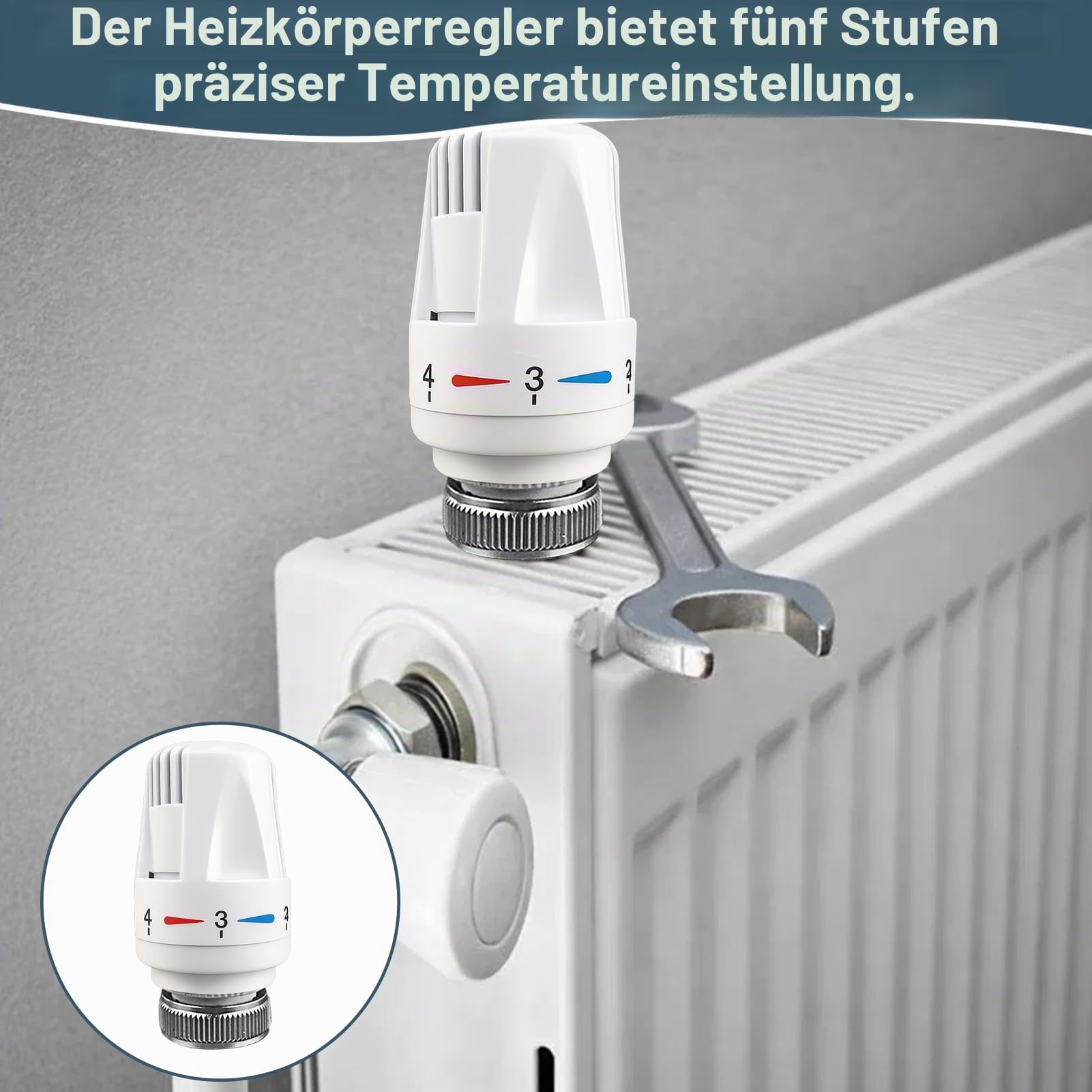 Heizungsventil, 4 Stück M30 X 1.5 Heizungsthermostat für Thread Austreten Von Gewindeteilen, Thermostatkopf Mit Automatik-Regelung Frostschutzstellung für Büro Zuhause