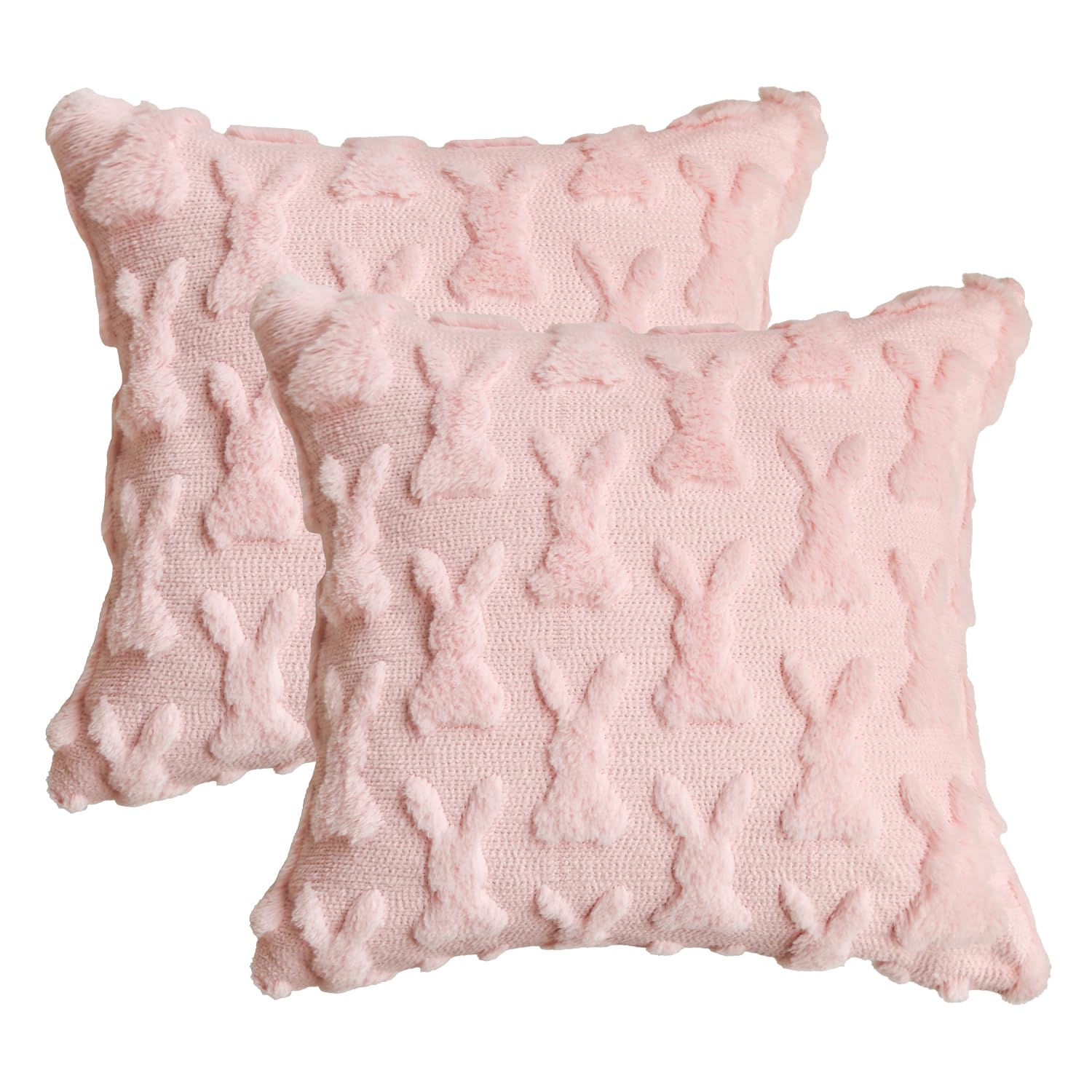 Artoid Mode Weich Künstliche Pelz Rosa Hase Ostern Kissenbezüge 2er Set, 50x50 cm Frühling Plüsch Samt Sofakissen Zierkissenbezug Schlafzimmer Deko