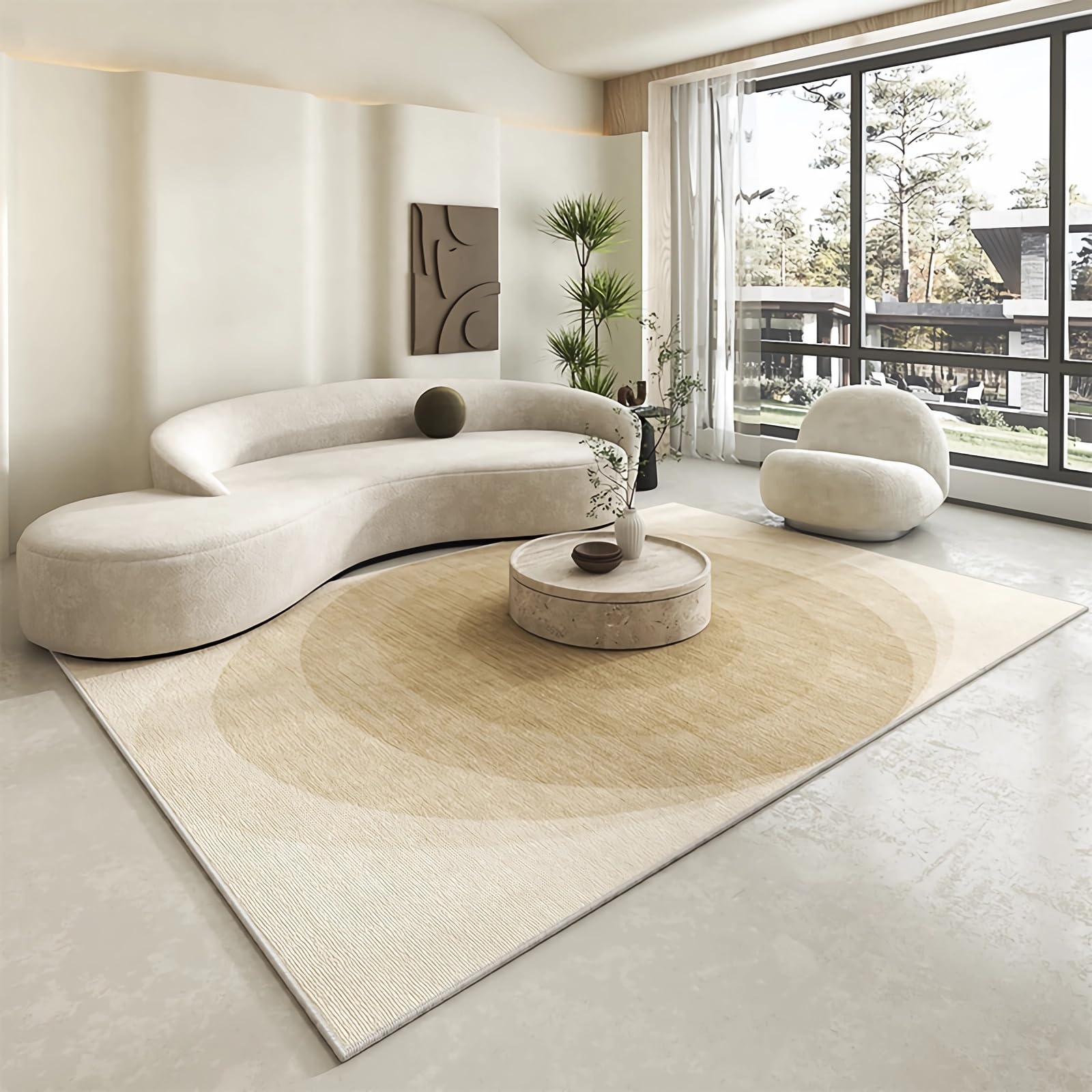 Designer Teppich,Leicht zu reinigender Rutschfester Teppich im braun-gelben Farbdesign,waschbare teppiche Gaming Room,160x230cm