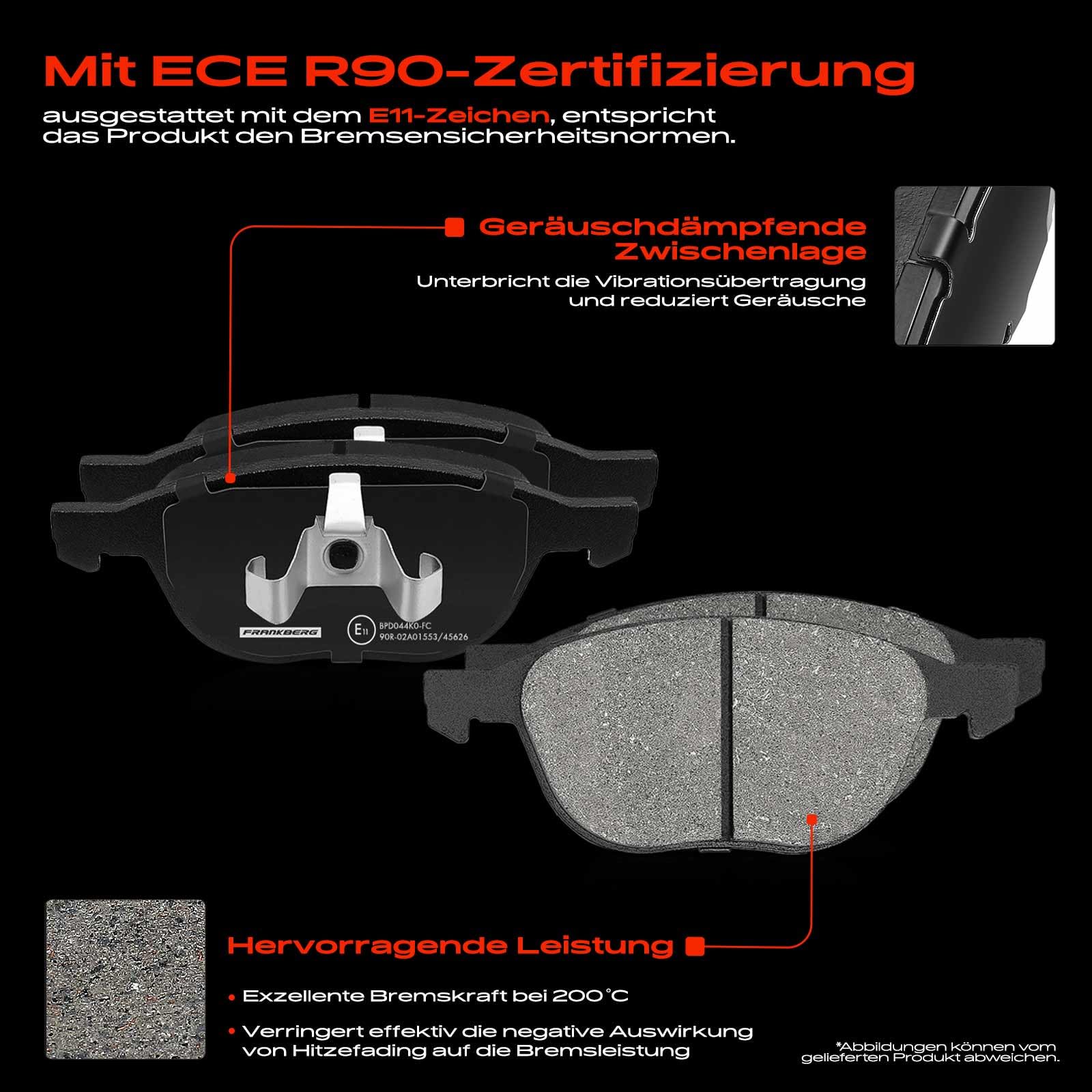 Frankberg 2x Bremsscheiben + 4x Bremsbeläge Vorne Kompatibel mit C-Max