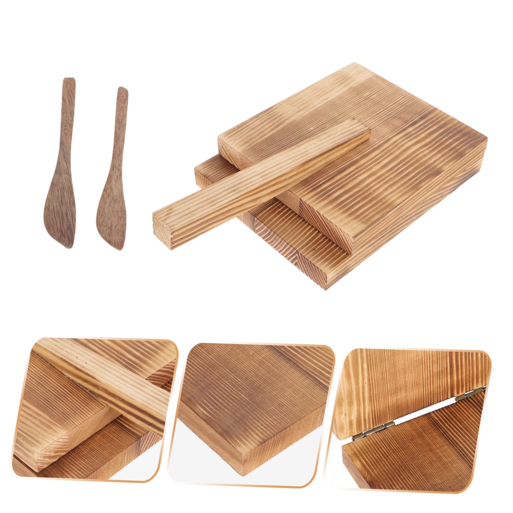 Unomor Dumpling Presser Dough Pressing Tool Set of 2 Wood Material Safe for Cooking Easy to Clean