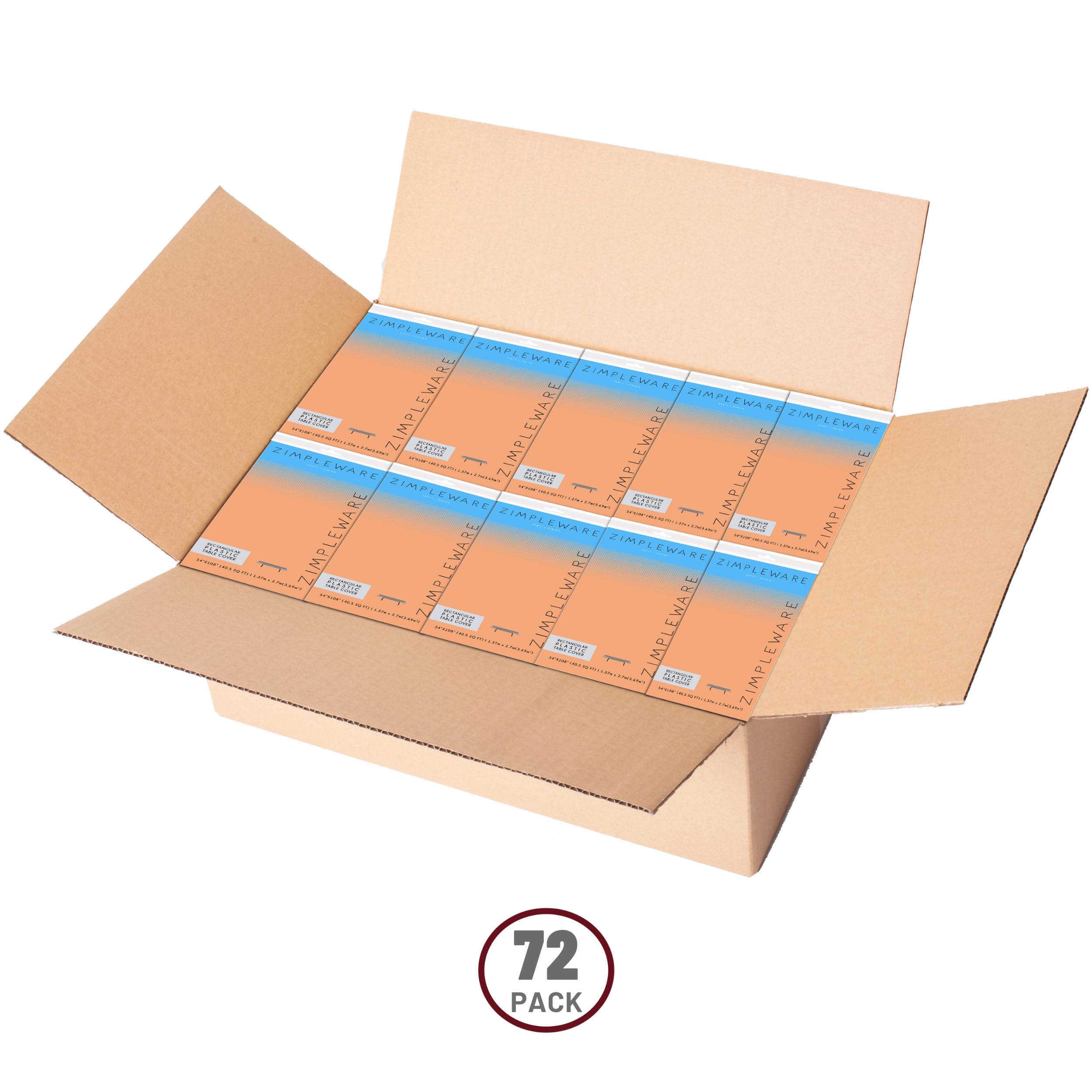 ZIMPLEWARE - Mantel de plástico desechable estándar para fiestas, para uso en interiores y exteriores, caja de 72, mantel rectangular de 137 x 274 cm, durazno