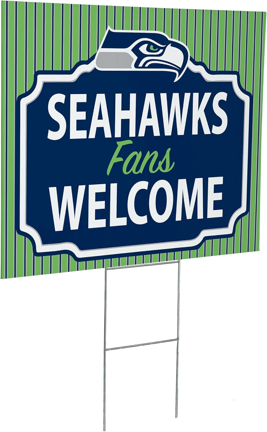 NFL Seattle Seahawks Yard Sign, Outdoor Coroplast Yard Signs with Stakes 18x24, Officially Licensed Team Logo, Football Fan Home Decoration for Lawn, Garden, Party -"Fans Welcome"