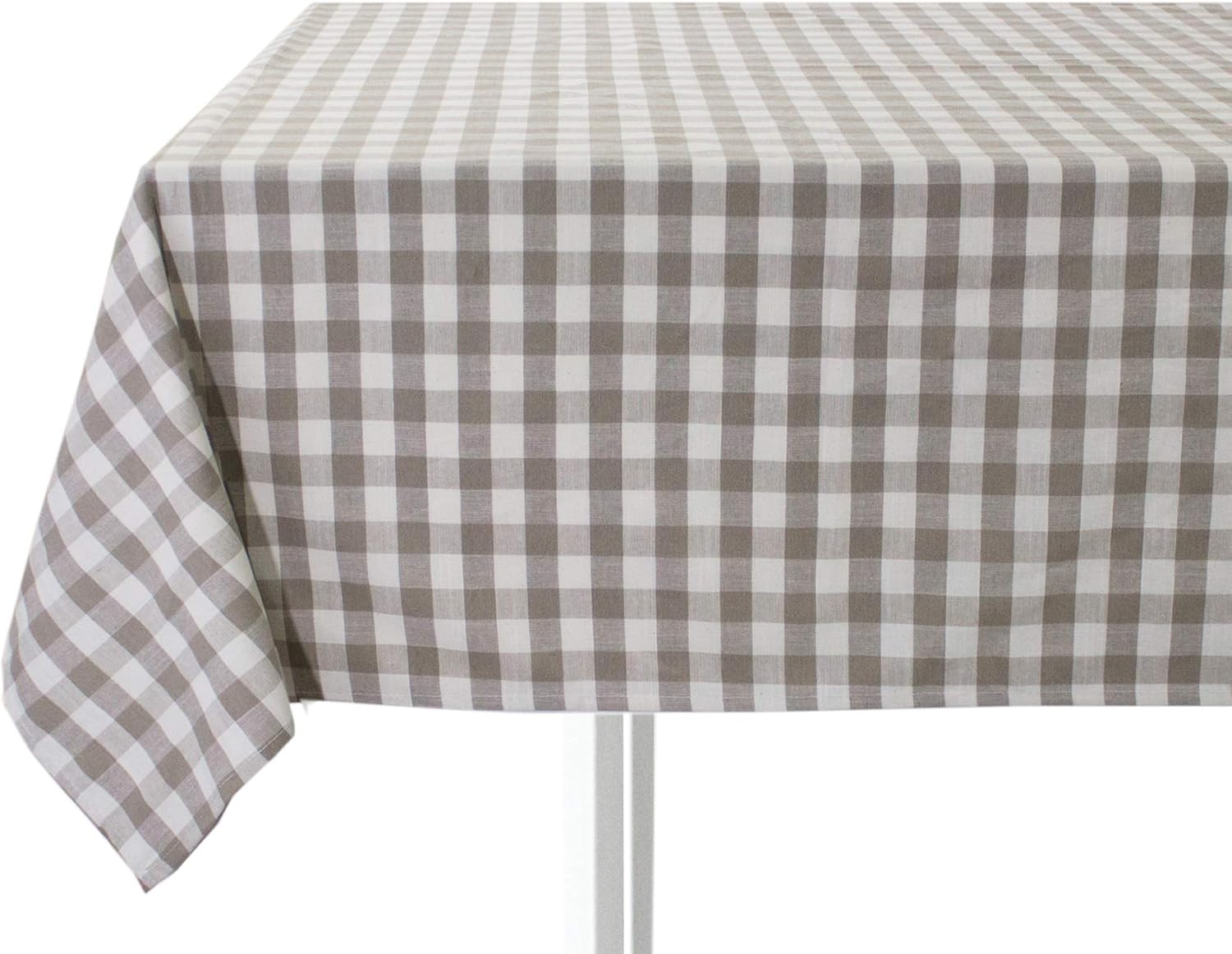 Fennco Styles Classic Gingham Checkered Tablecloth 54 x 54 Inch - Khaki Table Cover for Everyday Use, Country Themed Party, Banquets and Home Décor