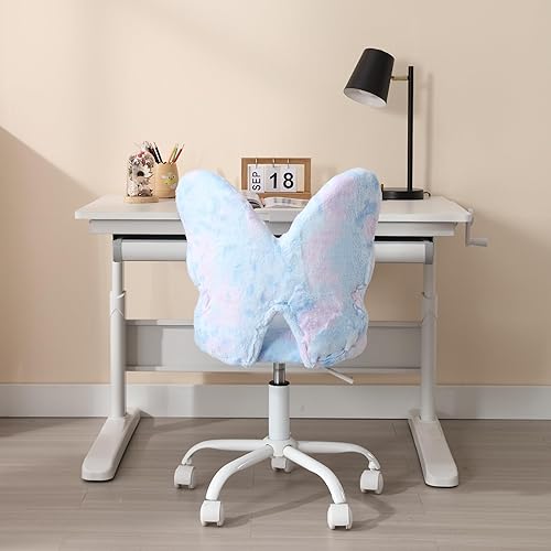 Miniatura 27 de chairus Silla de escritorio para niños, silla de estudio de piel sintética de mariposa para niñas adolescentes, silla de tocador ajustable para