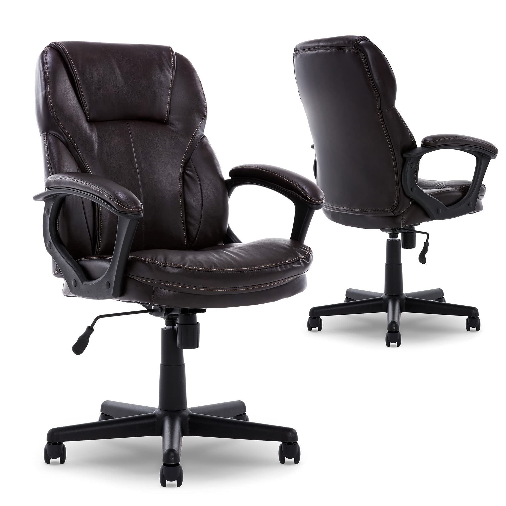 Serta Manager Office Chair with Layer Body Pillow Faux Leather with Contoured Lumbar and
