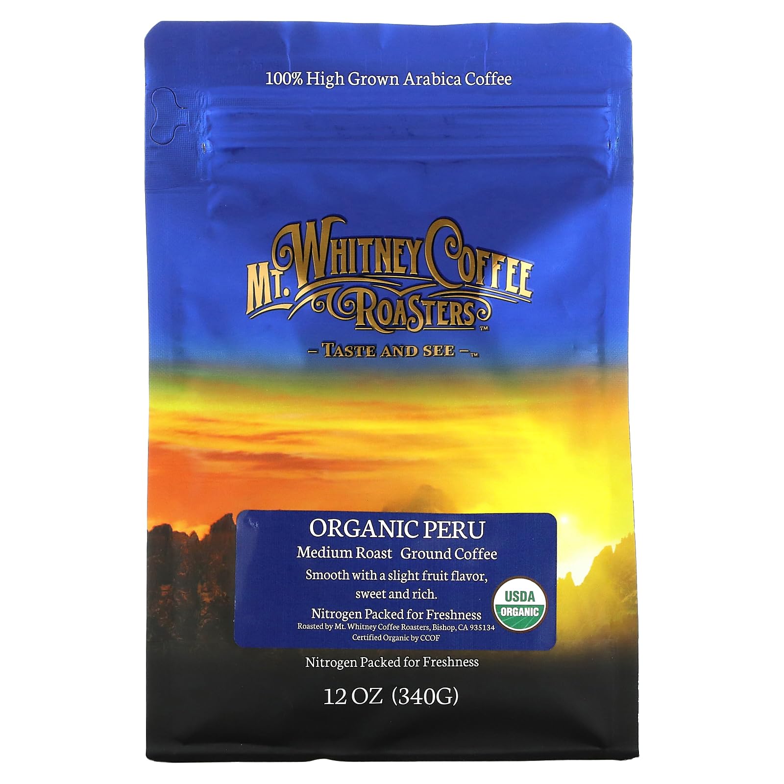 Mt. Whitney Coffee Roasters, Organic Peru, Medium Roast, Ground Coffee, 12 oz (340 g)