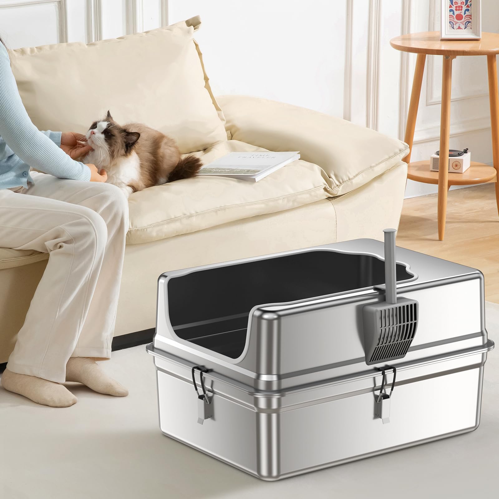 XXXL Stainless Steel Litter Box,28"L*20"W*12.5"H Large Capacity Metal Cat Litter Box for Big & Multiple Cats,Anti-Leakage,Non-Stick Surface for Easy Cleaning,Odor-Resistant,Scratch-Resistant - image 8