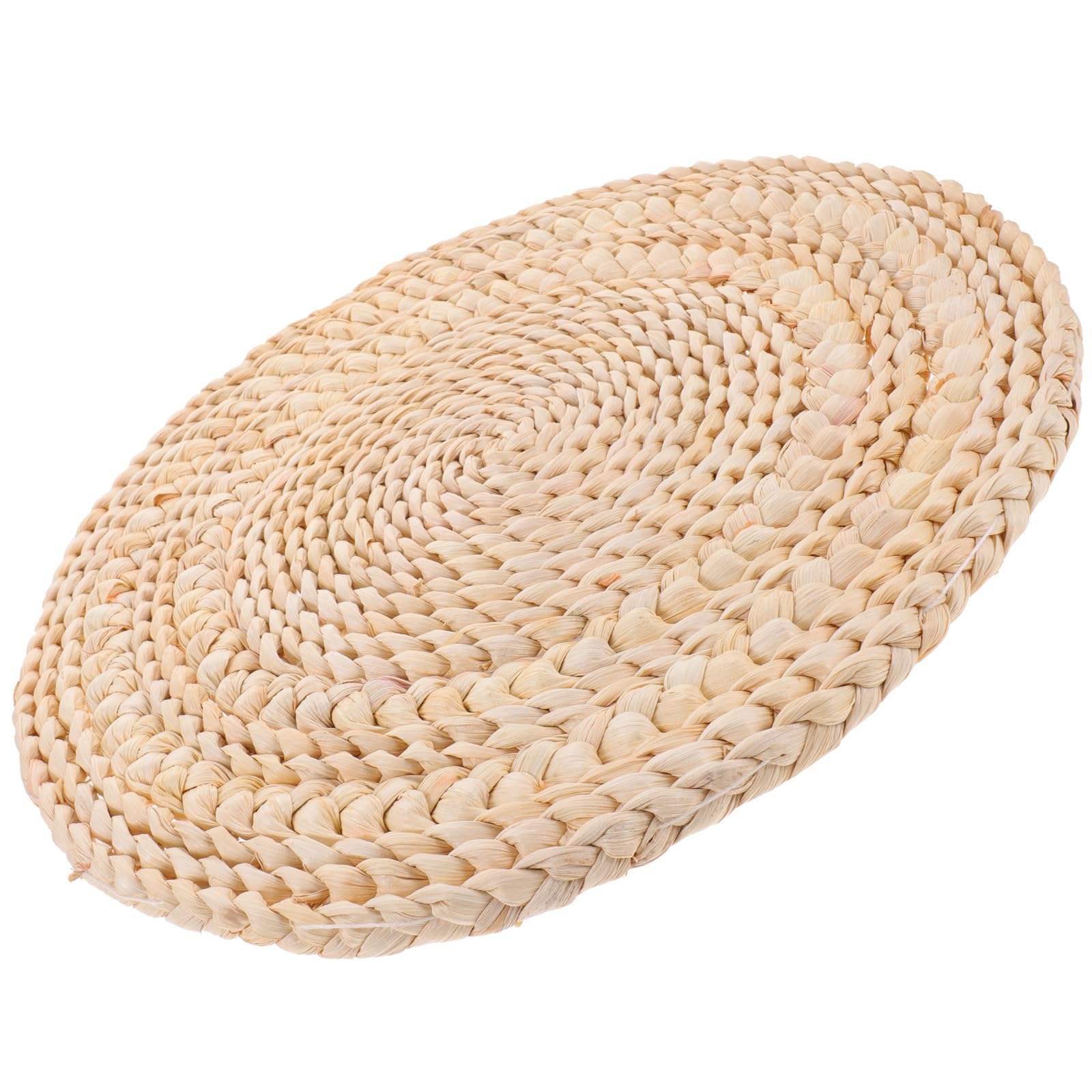 LABRIMP 和風天然トウモロコシ皮編み込みプレースマット 丸型直径38cm 耐熱保護用テーブルマット ダイニング用装飾および食器用クッション