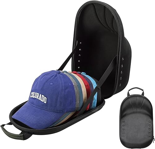 ProCase Estuche rígido de viaje para sombreros, bolsa de almacenamiento para 7-8 gorras de béisbol, organizador de sombreros con correa ajustable