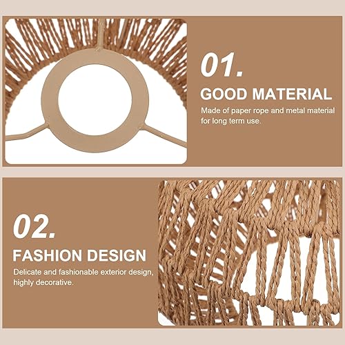 Miniatura 3 de GANAZONO Pantalla de lámpara de cuerda de papel tejida simulación ratán colgante pantalla de luz ventilador de techo cubiertas de bombilla para