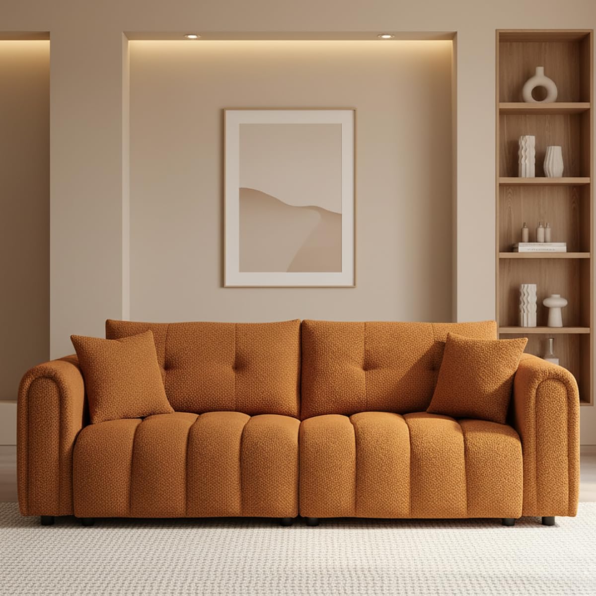 91 5 W Cloud Boucle Sofa for Living Room Modern Comfy Boucle Couch with Rolled Arms and Soft