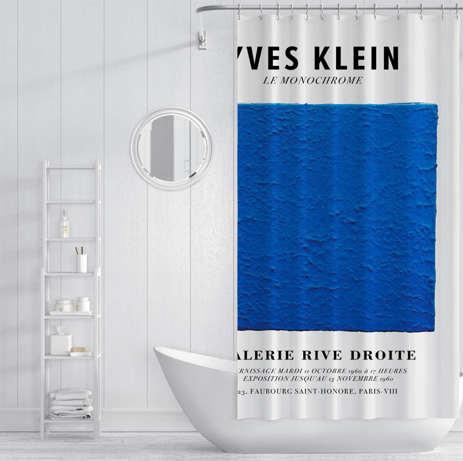 Yves Klein Cortinas de Ducha Azul Baño Conjuntos de Cortinas de Ducha con Ganchos Impermeable Fácil Cuidado Condominio Cortina de Ducha Decoración Calidad Hotel Calidad W180xL180cm