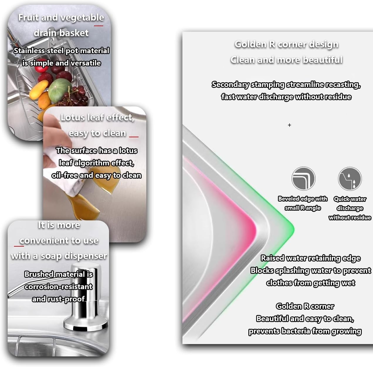 Utility Sink,Outdoor Kitchen Sink,Stainless Steel Utility Sink,Standing Stainless Steel Sink,with Stand with Drainer,with Faucet Towel Bar, for Garage,Restaurant,Kitchen,Laundry Room,Outdoo