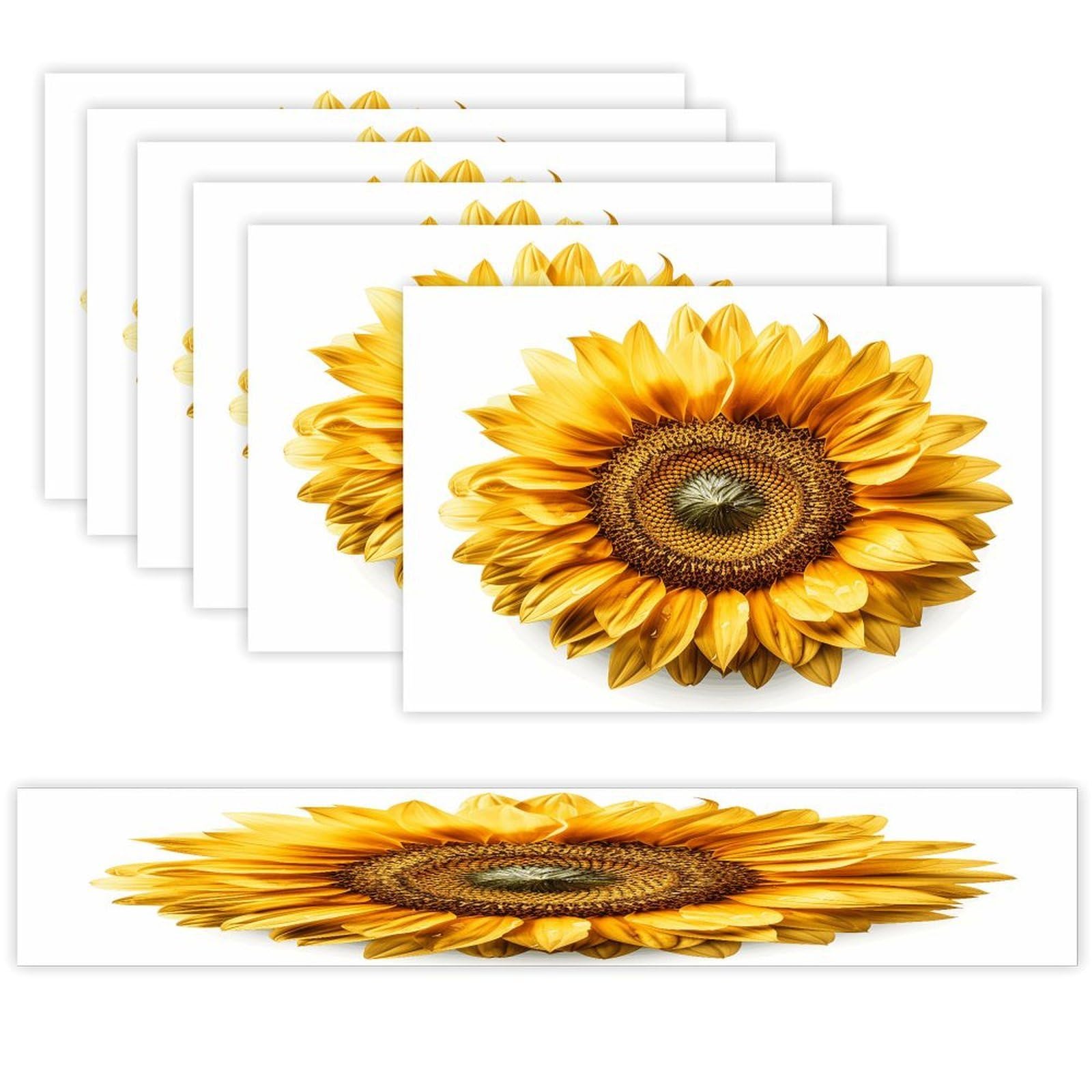 A Flower Table Runner and Placemats Set of 6 Wipe Clean Heat Resistant Table Mat with Table Runner Decorations Flax Linen Place Mat Set for Home Kitchen Party Supplies