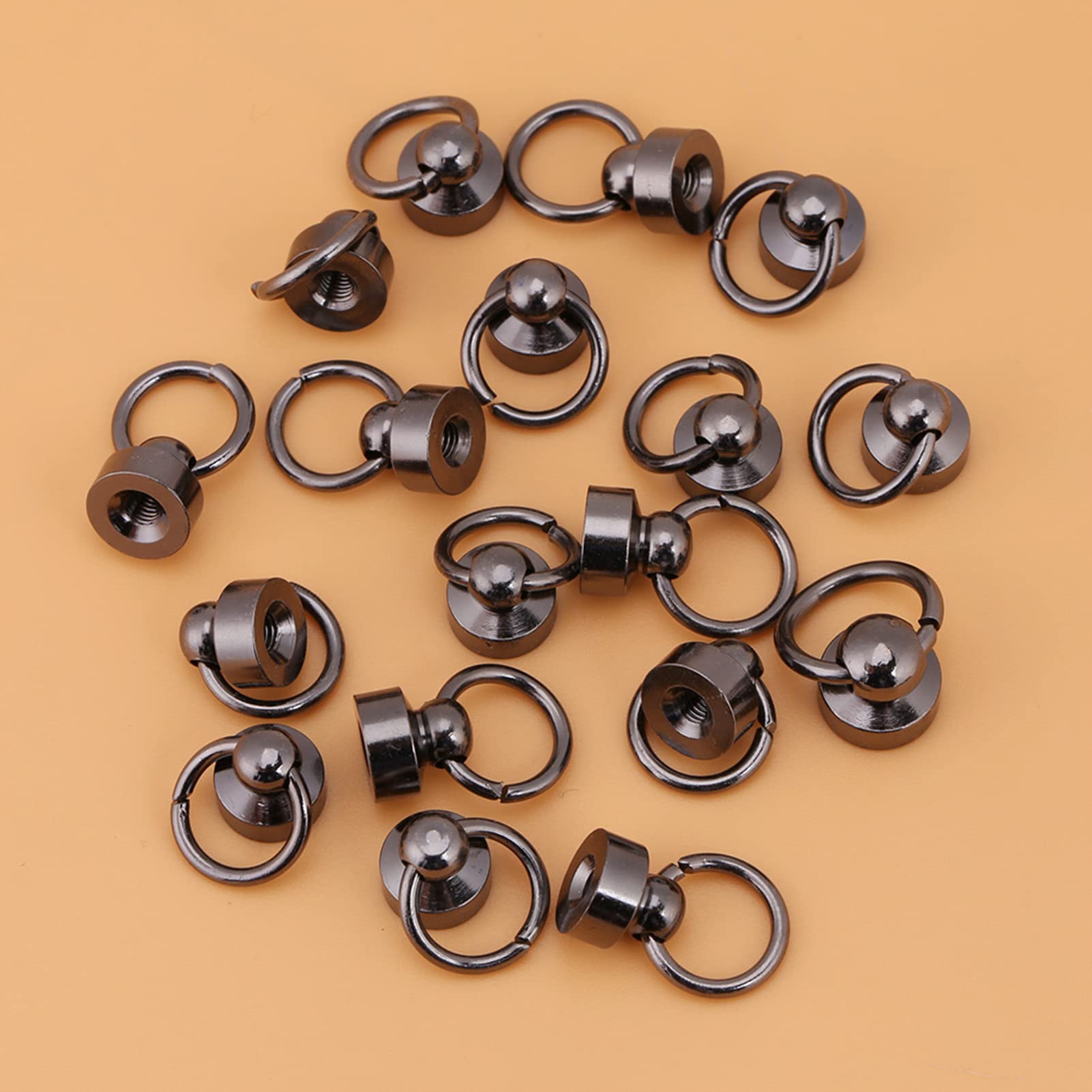 20 Pezzi Rivetti Per Pelle Con Vite | Elementi Di Fissaggio Per Borse, Cinture E Accessori Fai-da-te | Ottone E Ferro (Argento) - 2