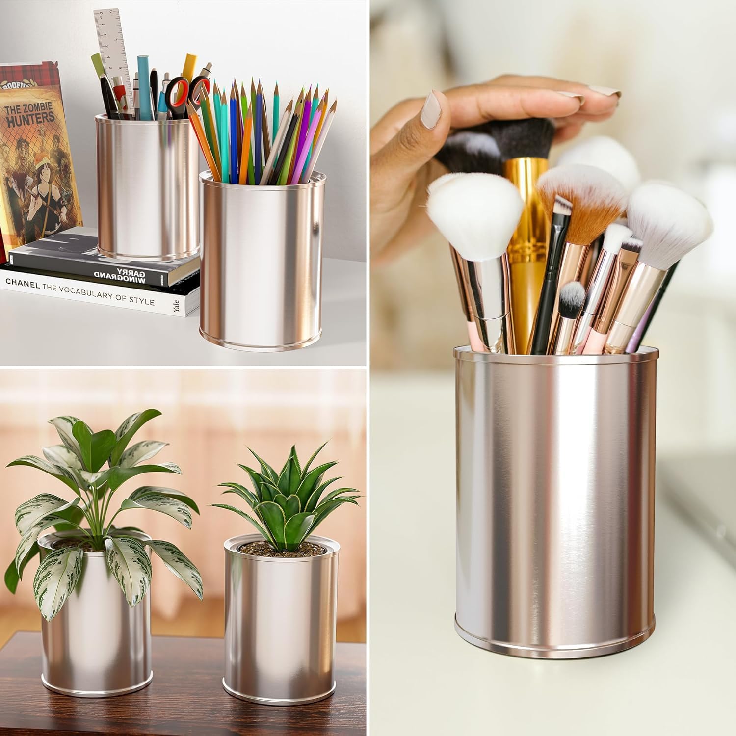 MEETOZ 6 latas de pintura vacías de 1 litro con tapas, latas de pintura vacías sin forro con tapas, para artes y manualidades, proyectos de bricolaje, pintura, artes y manualidades