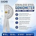 Bos Medicare Surgical® 180° Metal Goniometer | for Joint Angle Measurement | Stainless Steel Goniometer Protractor for Physiotherapy, Orthopedic, Medical Students, ROM Assessment Tool (Pack of 1) gallery image