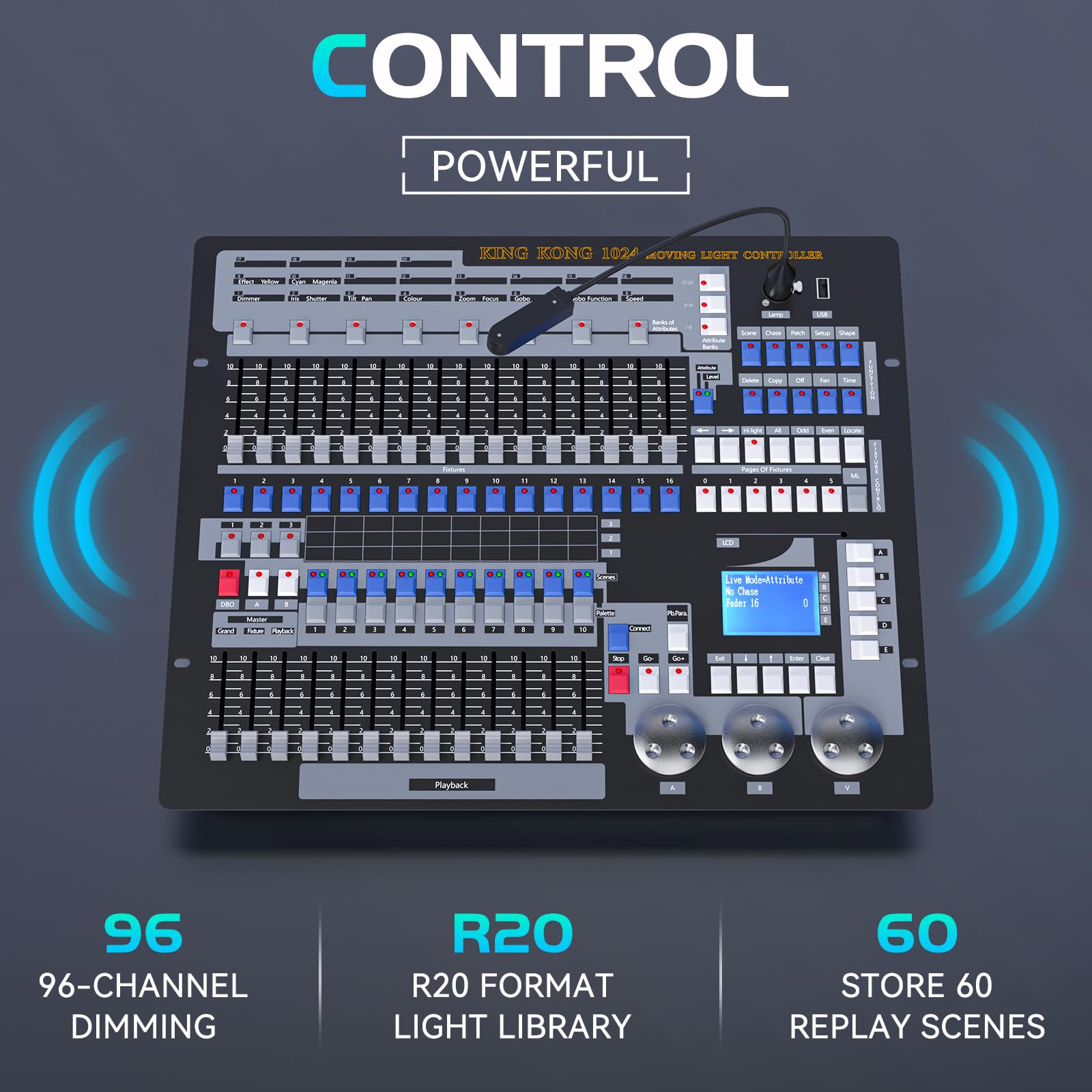 Controller DMX, Console DMX 1024 canali con Flight Box, Controller da discoteca DMX 512, Spettacolo di luci, Festa, Controller DJ con testa mobile
