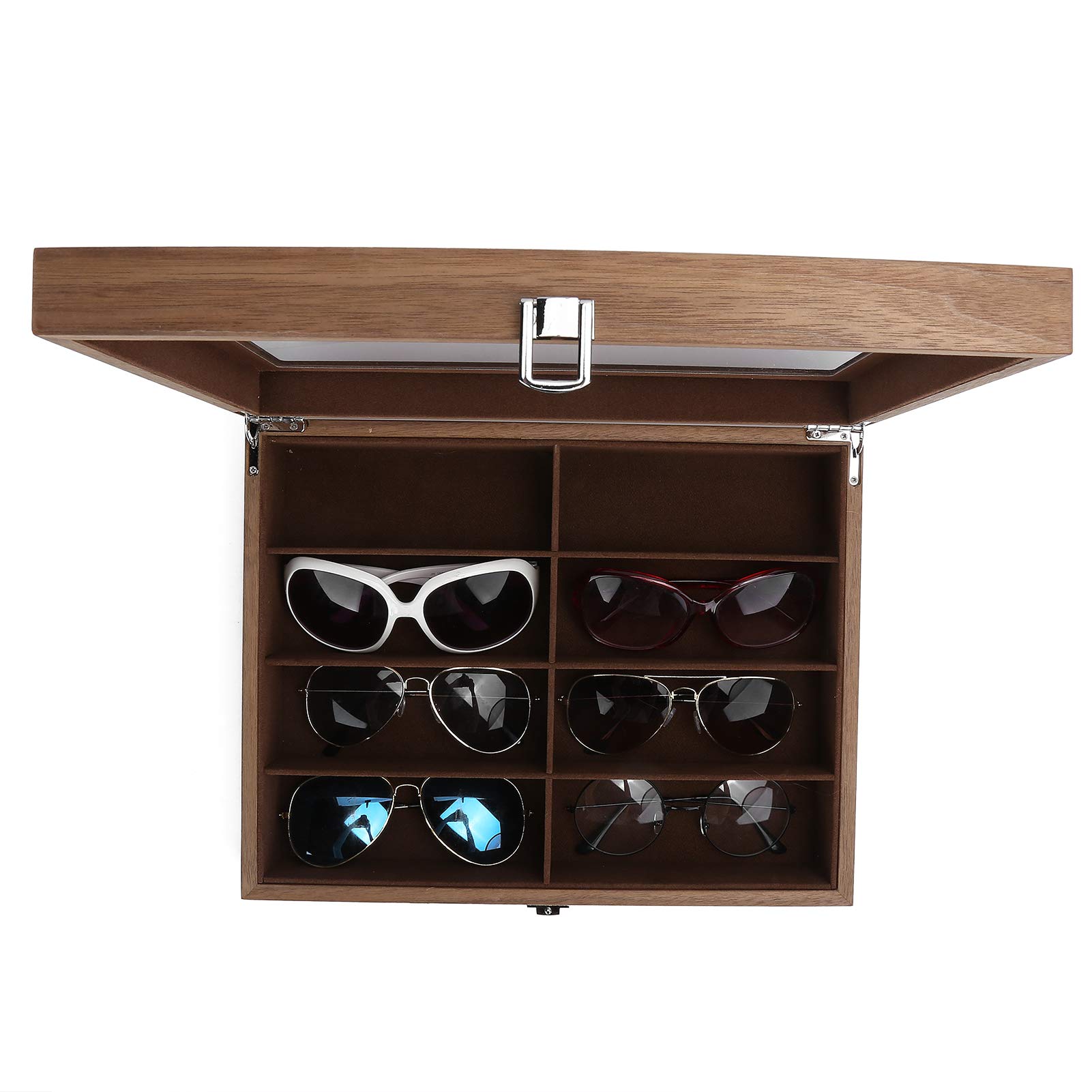 Brillenbox, Schmuckschatulle, Aufbewahrungsbox aus Holz Mit 8 Fächern, Exquisites Aussehen, Holz-Sonnenbrillen-Vitrine, Reise-Schmuck-Organizer Für Zuhause, Einkaufszentrum, Weihnachten, Geburtst
