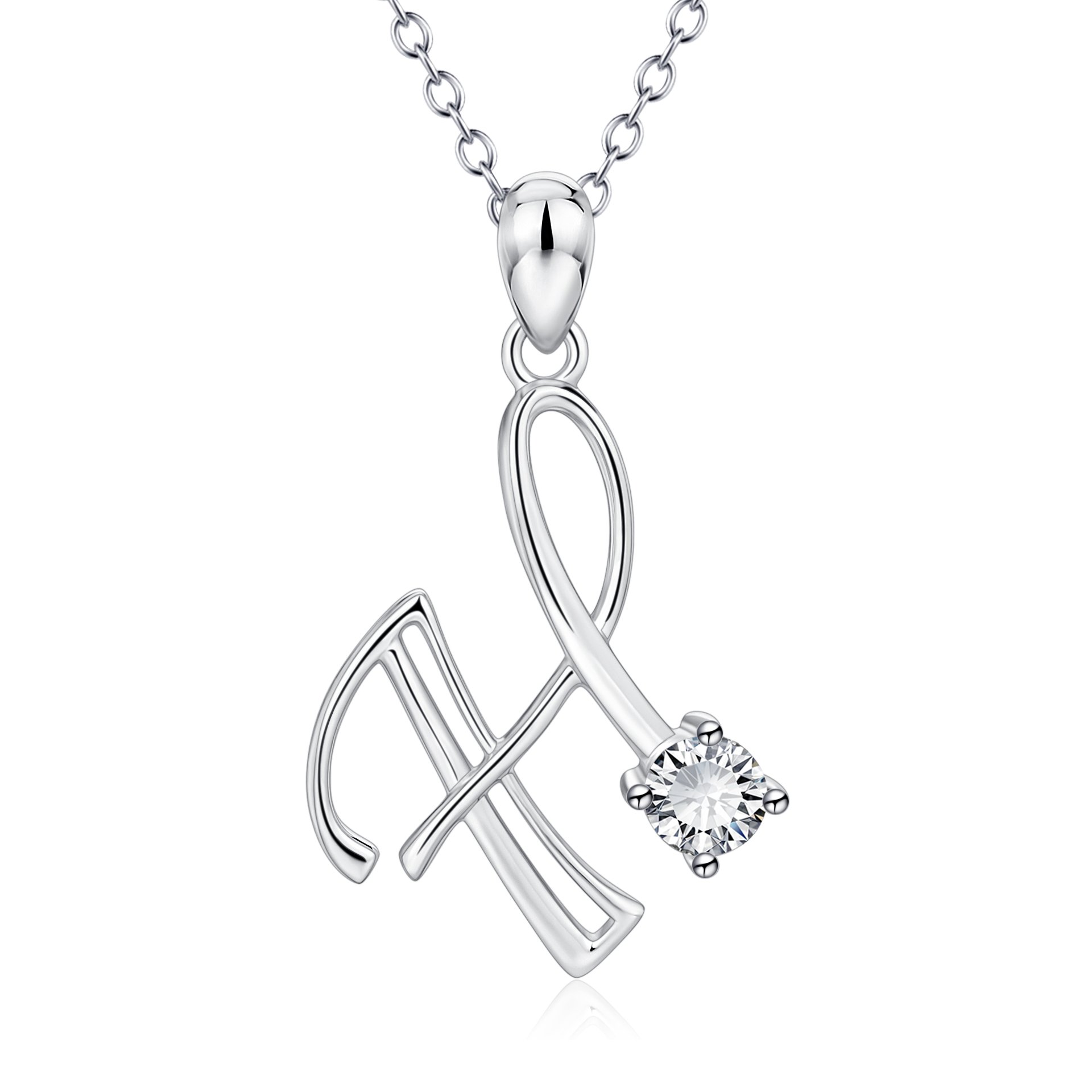 SILVERG) Collana con lettera iniziale in argento 925, nuova