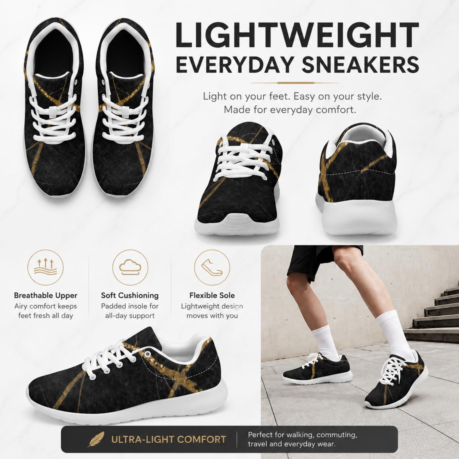 ENEN Scarpe da Ginnastica Uomo Donna | Traspiranti Mesh Leggere Sneaker Scarpe Sportive Antiscivolo con Stringhe per Running, Camminata, Palestra e Tempo Libero