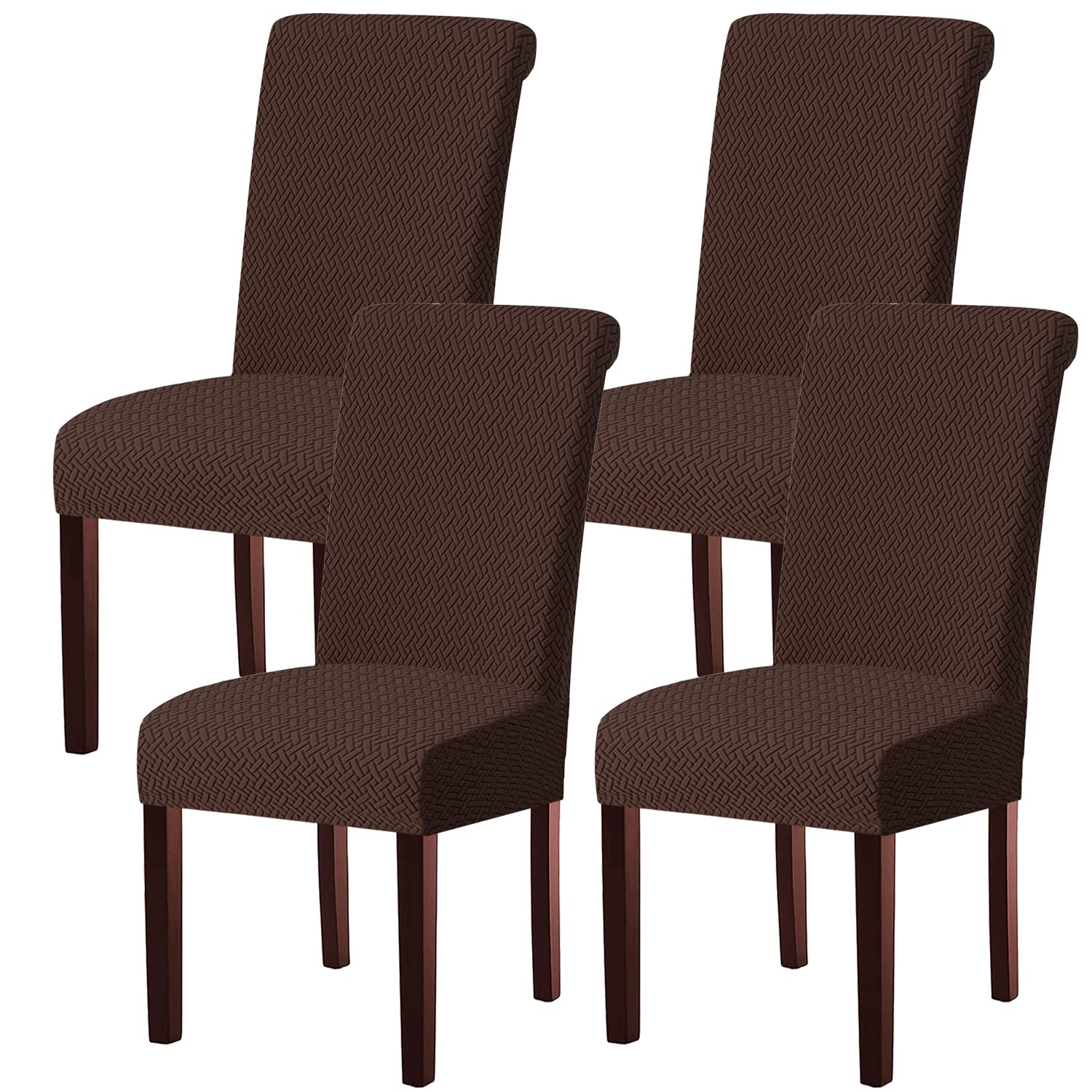 Keluina Coffee Stretch Lattice Waterproof Chair Covers 4Pcs For Dining