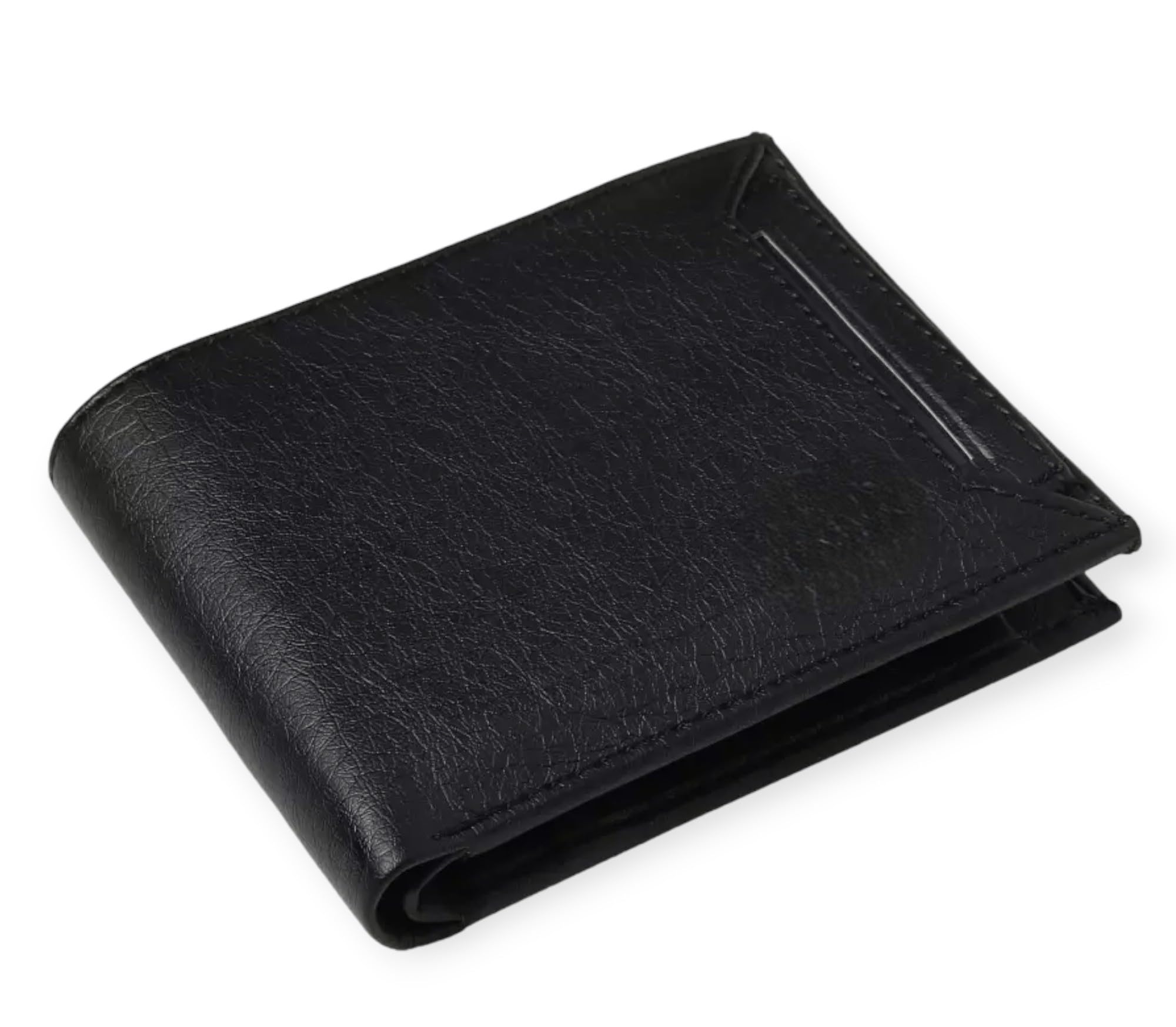 Men Tan Artificial Leather Wallet - Regular Size (5 Card Slots) (Black)-image-32