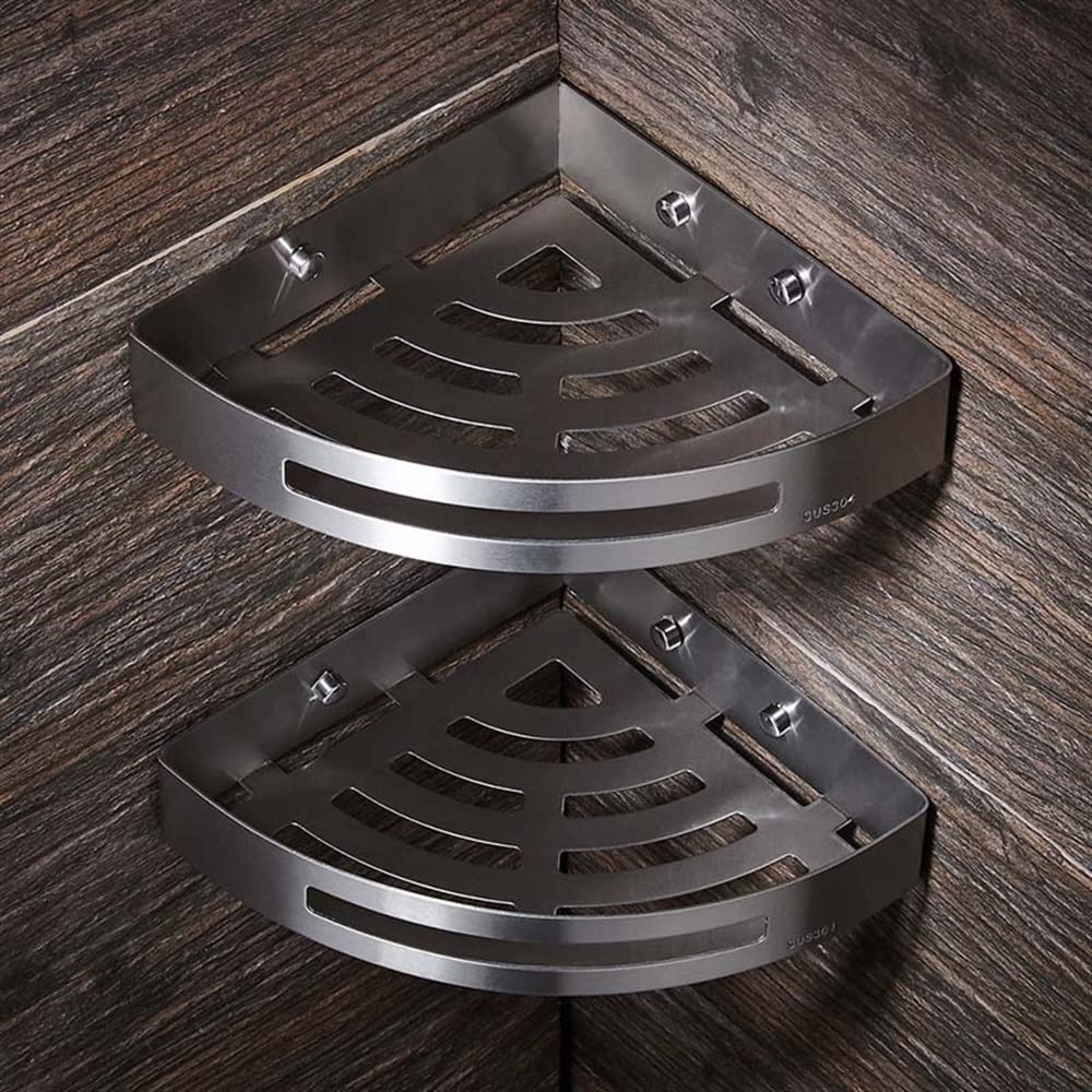 GTFDXJ Corner Shower Caddy Bathroom Shelves Brushed Nickel Stainless Steel Wall Mount Triangle Shower Caddy Rack Bath Accessories