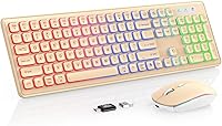 Vista 18 de Combo de Teclado y Mouse Inalámbricos, Retroiluminación RGB, Recargable y Letras Iluminadas, Tamaño Completo, Escritura Suave, Modo de Reposo, Set