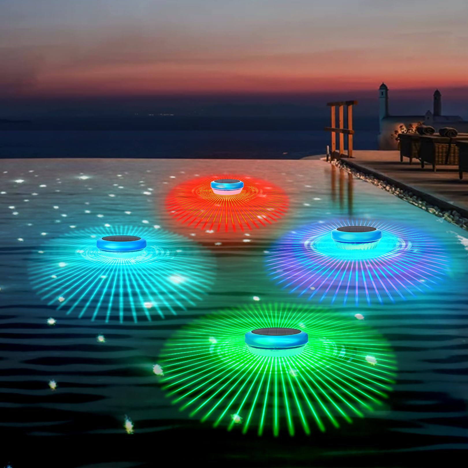 Solar Floating Pool Lights,Pool Lights That Float with RGB Color Changing Pool Floating Lights,Outdoor Waterproof Swimming Pool Accessories for Pool,Pond,Hot Tub,Garden,Party Decoretion (4, RGB)